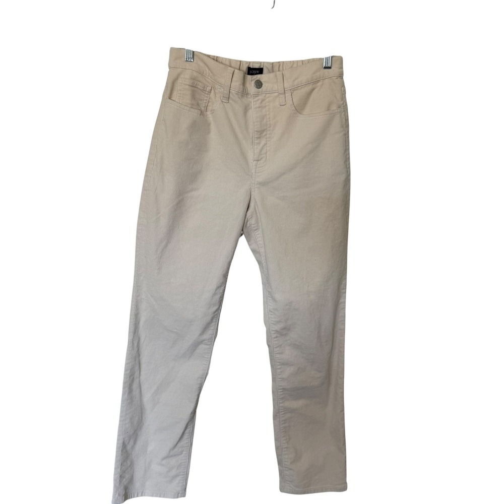 J.Crew Corduroy Pants Women 29 Cream Excellent High Rise Straight Leg Elastic